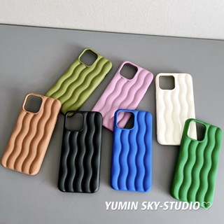 ใหม่ เคสโทรศัพท์มือถือ ผิวด้าน กันกระแทก ลายคลื่น สีพื้น สําหรับ iPhone 11 14promax 13 12 14pro 13pro 14