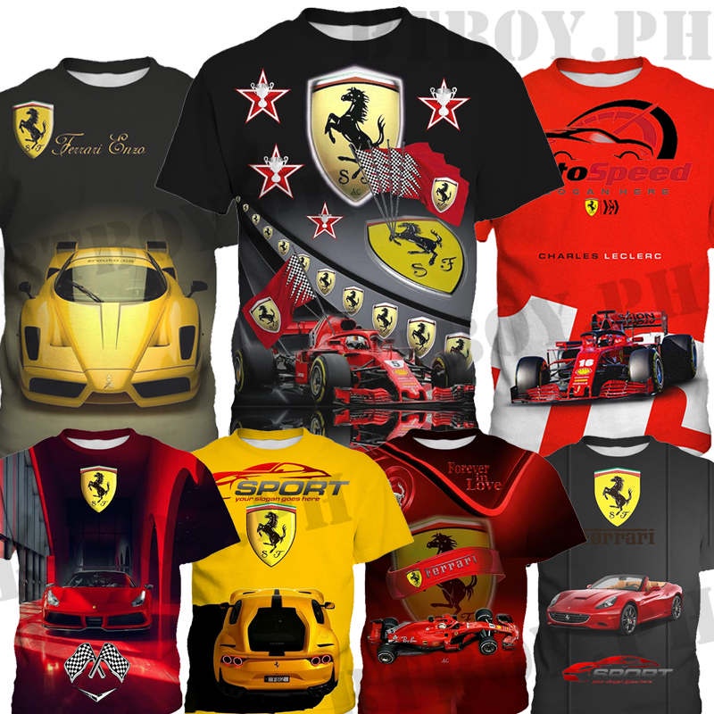 *YAYA* เสื้อยืด พิมพ์ลาย Ferrari Racing ระบายอากาศ สไตล์สตรีท สําหรับเด็ก