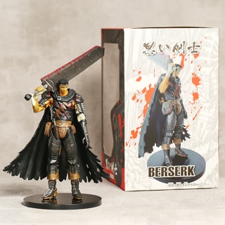 โมเดลฟิกเกอร์ PVC รูปการ์ตูนอนิเมะ Berserk Guts The Black Swordsman ขนาด 21 ซม. ของเล่นสําหรับเด็ก