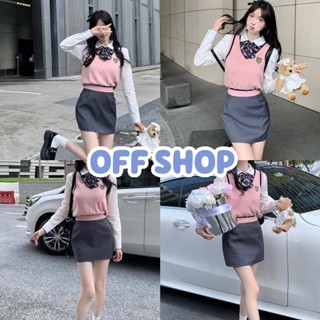 OFF SHOP พร้อมส่ง (OFF-72002)  เสื้อแขนยาวไหมพรม แขนชีฟอง เสื้อนักเรียนญี่ปุ่นน่ารักมาก