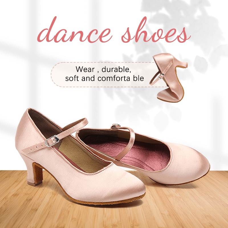 Ballroom Dance Tango รองเท้าเต้นรําผ้าซาตินแบบละตินผู้หญิง Ballroom Tango รองเท้าเต้นรําละติน