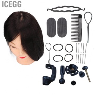 Icegg Hairdressing Training Doll Head  Hair Mannequin Head Styling Professional Makeup Silicone with Stand for Novice for Display