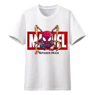 เสื้อยืดแขนสั้นแฟชั่น Marvel การ์ตูนกัปตันอเมริกา Spiderman เด็กเสื้อยืดฤดูร้อนเสื้อแขนสั้นสีขาวหลวม Mens Tops TeesS-5XL