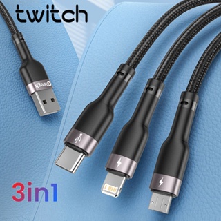 Twitch 3 in 1 สายชาร์จโทรศัพท์มือถือ Micro USB Type C 0.6 ม. 1.2 ม. 1.8 ม.