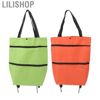 Lilishop Foldable Cart Bag Easy Folding Oxford Cloth Simple Carrying Shopping Cart Large  Zipper Design Good Storage with Wheel