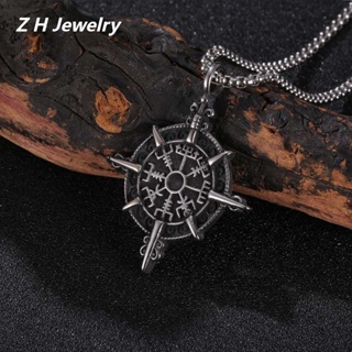 [Z H Jewelry] วินเทจ Viking ฮิปฮอป Rune Amulet Cross จี้ผู้ชายและผู้หญิงแฟชั่นสแตนเลสสร้อยคอพังก์ปาร์ตี้ร็อคเครื่องประดับอุปกรณ์เสริม