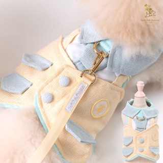 Glitter Pooch Harness ชุดรัดอก สายจูง เสื้อผ้า สุนัข, หมา, แมว, สัตว์เลี้ยง พร้อม สายจูง รุ่น Chico Mustard Tie