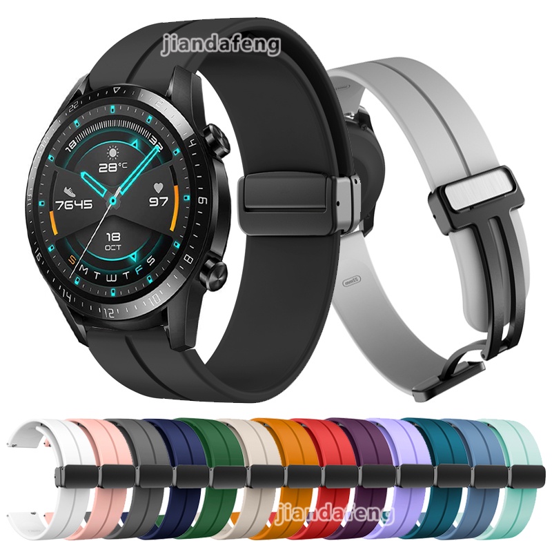 สายนาฬิกาข้อมือ ซิลิโคนนิ่ม แต่งหัวเข็มขัดแม่เหล็ก สําหรับ HUAWEI WATCH GT3 Pro 46 มม. GT2 Pro
