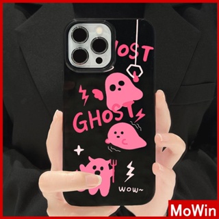 Mowin - เข้ากันได้สำหรับ เคสไอโฟน เคสไอโฟน11 เคส iphone 11  สำหรับ iPhone 14 Pro Max เคส iPhone สีดำเงา TPU เคสอ่อนกันกระแทกป้องกันกล้องสีชมพูน่ารัก Ghost เข้ากันได้กับ iPhone 13 Pro max 12 Pro Max 11 xr xs max 7Plus 8Plus