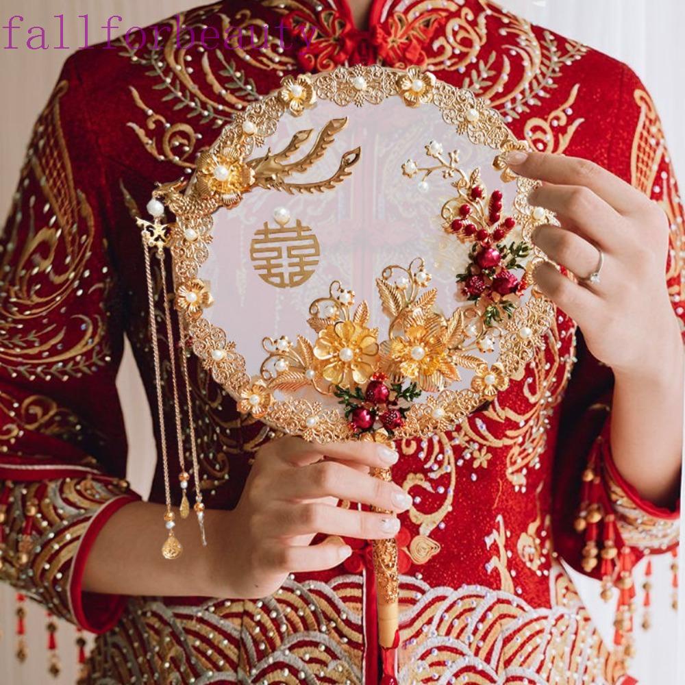 Fallforbeauty พัด ลายเทศกาลเจ้าสาว สไตล์โบราณ สําหรับงานแต่งงาน