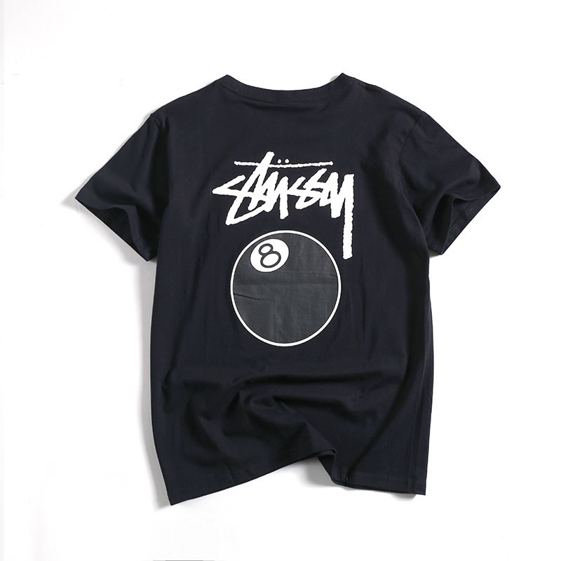 QTTide Brand Stussy เสื้อยืดลําลองสําหรับผู้ชายผู้หญิงแขนสั้นพิมพ์ลาย 8 Ball No . 8