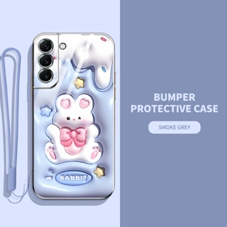 เคสโทรศัพท์มือถือ ซิลิโคนนิ่ม TPU ลายการ์ตูนกระต่าย ไดโนเสาร์ 3D พร้อมสายคล้อง สําหรับ Samsung Galaxy S22 Plus S23 Plus S22+ S23+ S22 Ultra S23 Ultra