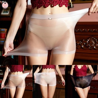 Women Oil Sheer Glossy Briefs Boxer Silky Smooth Pants Underwear Panties Shorts