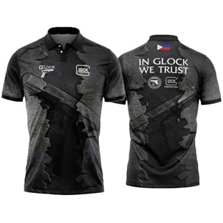 เสื้อโปโล แขนสั้น ลาย Glock Full Sublimation # 2 - เสื้อโปโล คุณภาพเยี่ยม ไซซ์ 100 ซม.-160 ซม. XS-3XL