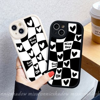 เคสโทรศัพท์มือถือ ลายหัวใจ สีดํา สีขาว สําหรับ Realme C53 C21Y C15 C31 C35 C55 C25s C30s C11 C12 C25 C25Y 10 Pro C30 10Pro+ 8Pro 9i 5 6i 8 5i 7i 6s 6 8i C17 C21 C20 C17 GT C20A C3 เคส