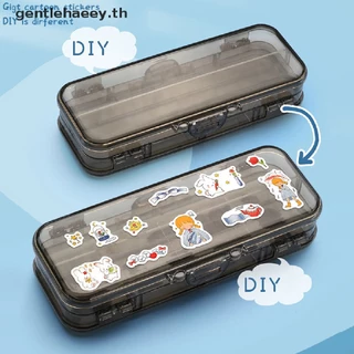 GG โปร่งใสดินสอ Double Layer เด็กปากกาเครื่องเขียนกล่องสํานักงานโรงเรียนขนาดใหญ่ความจุ Storage Organizer TH