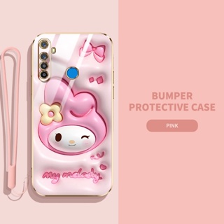 เคสโทรศัพท์มือถือ ซิลิโคนนิ่ม TPU ลายการ์ตูนกระต่าย ไดโนเสาร์ 3D พร้อมสายคล้อง สําหรับ OPPO Realme 5 Pro 5i 5S 6i C3 C3i Realme Narzo 10 20A