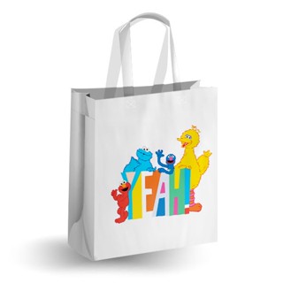 SST3-กระเป๋ากระสอบสาน PP : Sesame Street Yeah! PP Woven Tote Bag-WH-M W35XH40XS15 cm.