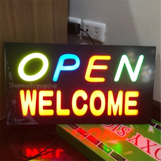 ป้ายไฟ*OPENสลับสี-WELCOME กล่องเขียว* ป้ายไฟLED ป้ายไฟร้าน ป้ายไฟตกแต่งร้าน ป้ายไฟวิ่ง ป้ายไฟตัวอักษร ป้ายไฟสำเร็จรูป