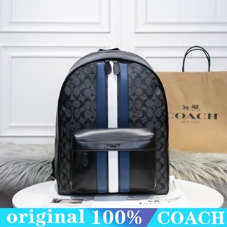 Coach f26066 กระเป๋าเป้ผู้ชาย/กระเป๋าเป้สะพายหลังธุรกิจหนังวัว/ลายพิมพ์ลาย