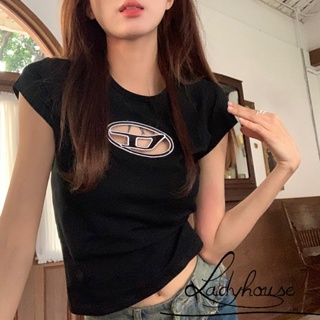 Ldd- เสื้อยืดแขนสั้นลําลอง คอกลม แบบสวมหัว สไตล์สตรีท เหมาะกับฤดูร้อน สําหรับผู้หญิง