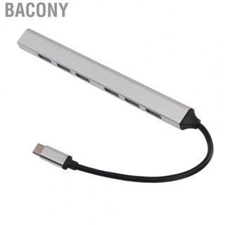 Bacony USB C Hub 7 in 1 Silvery Plug and Play USB C to 7xUSB3.0 Hub Multiport Adapter for Win Office USB Hub for