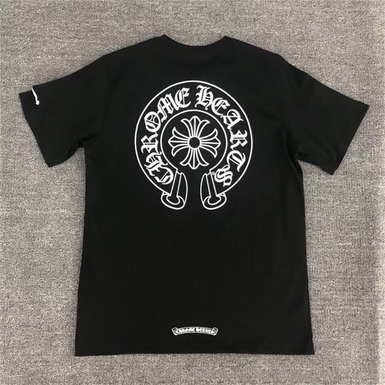 เสื้อยืดคอตตอนสำหรับคู่รัก Chrome Hearts แบบใหม่ หลวม ใส่สบาย และมีสไตล์แนวสตรีท