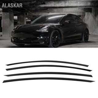 ALASKAR 4 pcs Window Visor Vent Sun Rain Shade Deflector สีดำเหมาะสำหรับ Tesla รุ่น 3 2018+