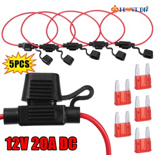 ซ็อกเก็ตฟิวส์เครื่องยนต์รถยนต์ แบบพกพา พร้อมฝาครอบกันน้ํา 12V 20A DC 5 ชิ้น ต่อชุด