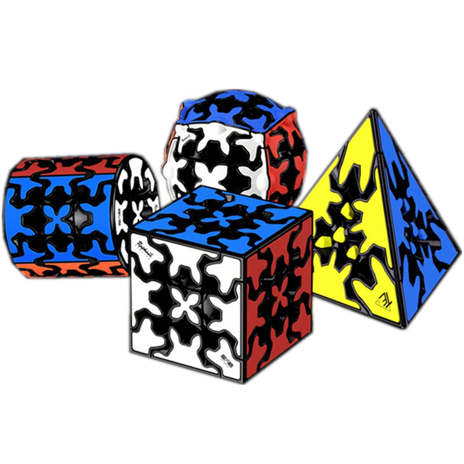 Qiyi Gear Cube 3x3x3 Magic Speed Cube Professional QiYi Gear Pyramid Cylindrical Cube Gear Ball Educational Toy