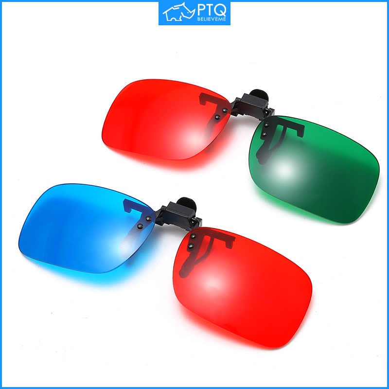 แว่นตากันแดด 3D เลนส์โพลาไรซ์ สีแดง สีฟ้า สไตล์เรโทร สําหรับผู้ชาย และผู้หญิง PTQ