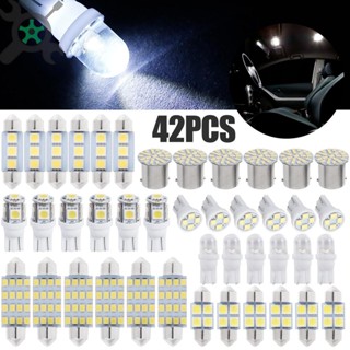 Smd หลอดไฟซีนอน LED สีขาว T10 6000K SMD แบบเปลี่ยน สําหรับติดภายในรถยนต์ SHOPCYC6389 42 ชิ้น