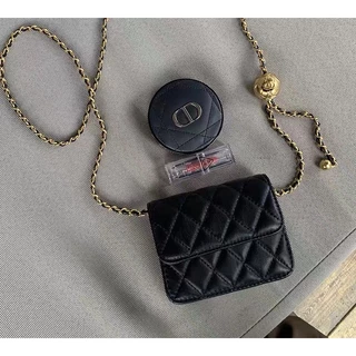 (HB-611) กระเป๋าสะพายข้าง คาดเอวได้ สายโซ่ทอง หนัง PU