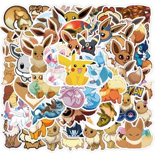 สติกเกอร์ ลายโปเกม่อน Eevee กันน้ํา สําหรับติดตกแต่งขวดน้ํา แล็ปท็อป 50 ชิ้น