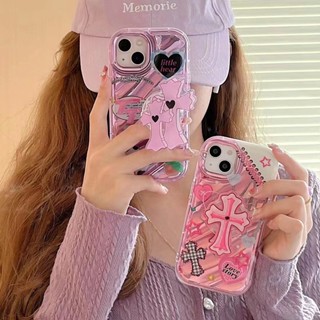 เคสโทรศัพท์มือถือ กันลื่น ลายไม้กางเขนน่ารัก พร้อมที่ตั้งวาง สําหรับ iPhone 14Pro max 14ProiPhone 14 iPhone13 Pro iPhone 13Pro max iPhone12 Pro 11 Airpods 1 2 Pro 3