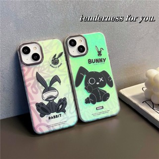 เคสโทรศัพท์มือถือแบบแข็ง กันกระแทก ลายการ์ตูนกระต่าย สองด้าน แนวสตรีท สําหรับ iPhone 7 8 Plus XS XR X XS max 11 12 13 14 11 Pro max 12 Pro max 13 เคสป้องกัน Pro max 14 Pro max