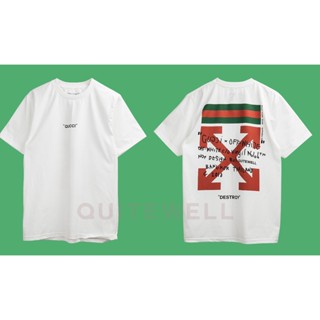 พร้อมส่ง ผ้าฝ้ายบริสุทธิ์ QWT77-2 QUCCI WHITE ขาว T-shirt