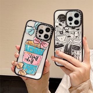 Casetifg เคสโทรศัพท์มือถือ ซิลิโคนแข็ง ใส กันกระแทก ลายผีเสื้อ โบว์กาแฟ พร้อมกล่องชาร์จแม่เหล็ก สําหรับ iPhone 14 11 12 13 Pro Max