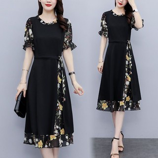 Susana ID Floral Dress Daisy Chiffon Black FD023