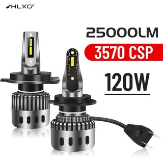 【HLXG 】หลอดไฟตัดหมอก Led H7 6000K H1 H4 H8 H11 9012 Hir2 9005 HB3 9006 HB4 25000LM 120W Turbo Mini