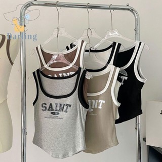 พร้อมส่งจากไทย เสื้อกล้ามครอปวินเทจลำลองสไตล์วินเทจเรียบง่าย เสื้อกั๊กขนาดเล็ก เสื้อครอปวินเทจ