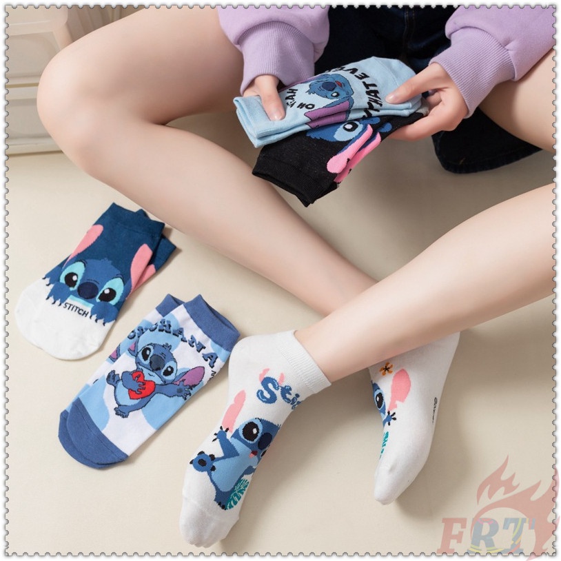 ถุงเท้า ลายการ์ตูน Stitch Series 01 1 คู่ ถุงเท้า ผ้าฝ้าย ลายการ์ตูน สวมใส่สบาย