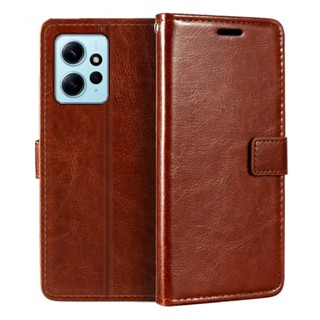 เคสโทรศัพท์หนัง PU ฝาพับแม่เหล็ก พร้อมช่องใส่บัตร และขาตั้ง สําหรับ Xiaomi Redmi Note 12 4G Note 12 4G