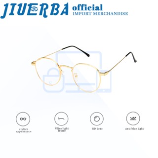 JIUERBA แว่นตาสายตาสั้น กรอบเมทัลลิก ทรงกลม ป้องกันรังสียูวี สไตล์คลาสสิก นําเข้า แฟชั่นสําหรับผู้ชาย และผู้หญิง