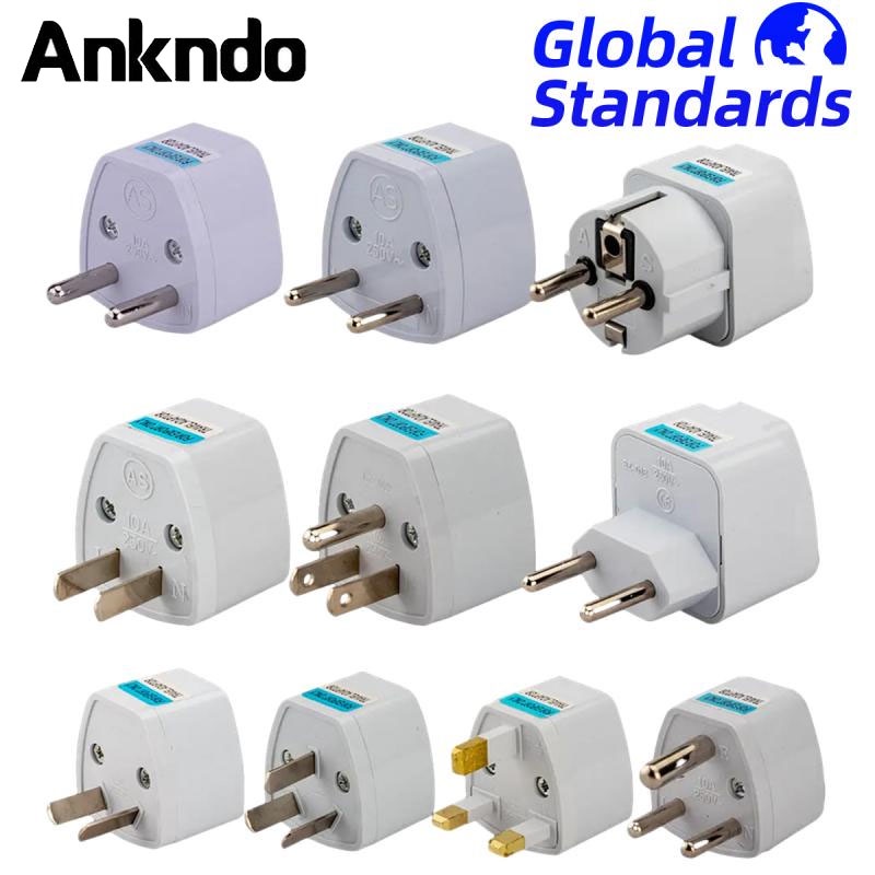 Ankndo อะแดปเตอร์แปลงปลั๊ก EU US UK AU GER แอฟริกา สําหรับเดินทาง