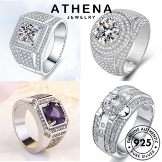 ATHENA JEWELRY แท้ เครื่องประดับ ต้นฉบับ ผู้ชาย เครื่องประดับ แฟชั่น เกาหลี เงิน 925 เรียบง่าย มอยส์ซาไนท์ไดมอนด์ แหวน Silver M079