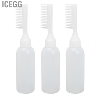 Icegg Root Comb Applicator Bottle  White 3pcs Coloring PE Clear Scale Hair Brush Applicator Bottle  for Home