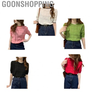 Goonshopping Women Knitted Blouse  Casual Heart Design Girl Shirt Simple Style  for Office