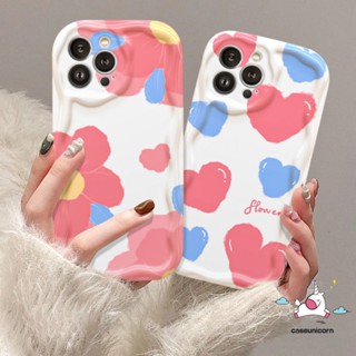 เคสโทรศัพท์มือถือแบบนิ่ม ขอบโค้ง ลายดอกไม้ หัวใจ 3D สําหรับ Oppo A12 A7 A57 A17 A5s A55 A15 A16 A54 A95 A54s A17k A31 A5 A3s A16K A74 A77 A1k A16s A9 A96 A92 A53 A77s A16E A52 A76