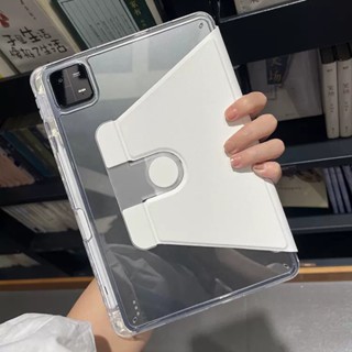 อะคริลิคใส 360° เคสหนัง หมุนได้ พร้อมช่องใส่ดินสอ สําหรับ Xiaomi Pad 6 11 นิ้ว Pad 6 Pro 2023 Xiaomi MiPad 5 Pro 11 นิ้ว